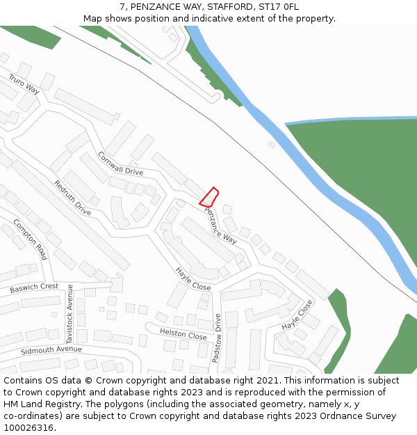 7, PENZANCE WAY, STAFFORD, ST17 0FL: Location map and indicative extent of plot