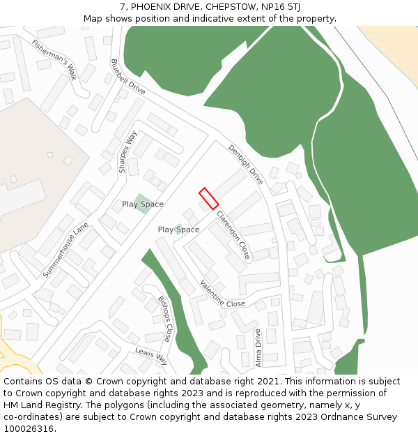 7, PHOENIX DRIVE, CHEPSTOW, NP16 5TJ: Location map and indicative extent of plot