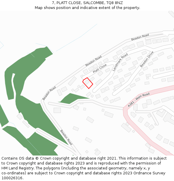7, PLATT CLOSE, SALCOMBE, TQ8 8NZ: Location map and indicative extent of plot
