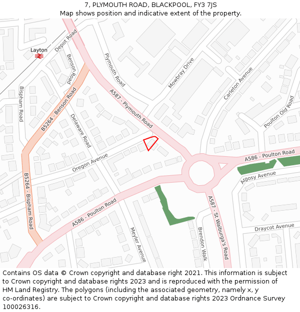 7, PLYMOUTH ROAD, BLACKPOOL, FY3 7JS: Location map and indicative extent of plot