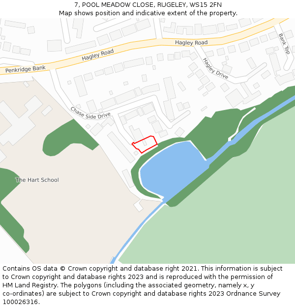 7, POOL MEADOW CLOSE, RUGELEY, WS15 2FN: Location map and indicative extent of plot