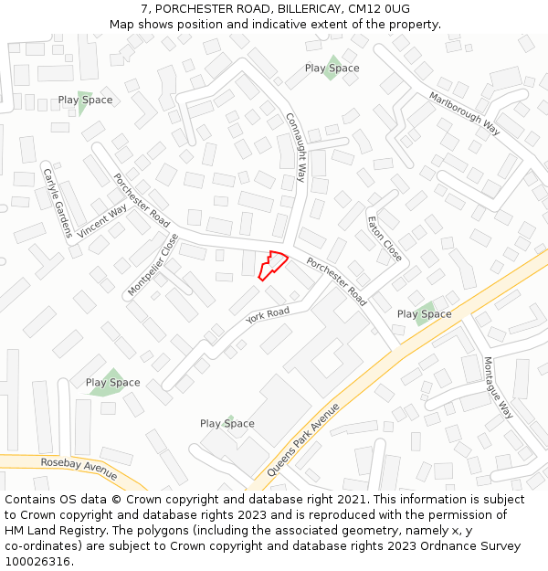 7, PORCHESTER ROAD, BILLERICAY, CM12 0UG: Location map and indicative extent of plot