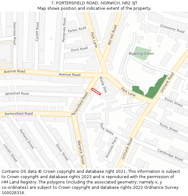 7, PORTERSFIELD ROAD, NORWICH, NR2 3JT: Location map and indicative extent of plot