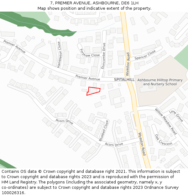 7, PREMIER AVENUE, ASHBOURNE, DE6 1LH: Location map and indicative extent of plot
