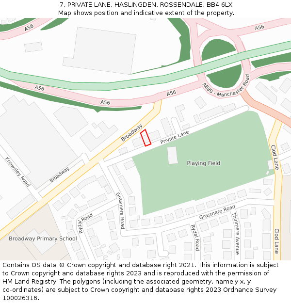 7, PRIVATE LANE, HASLINGDEN, ROSSENDALE, BB4 6LX: Location map and indicative extent of plot