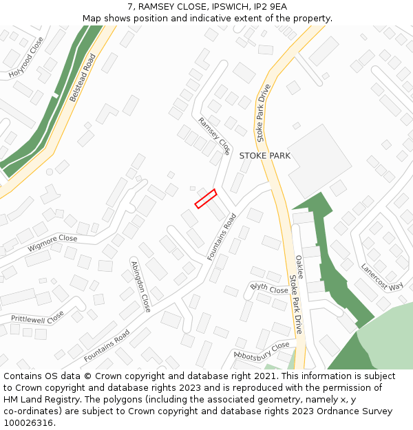 7, RAMSEY CLOSE, IPSWICH, IP2 9EA: Location map and indicative extent of plot