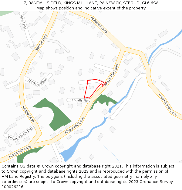 7, RANDALLS FIELD, KINGS MILL LANE, PAINSWICK, STROUD, GL6 6SA: Location map and indicative extent of plot