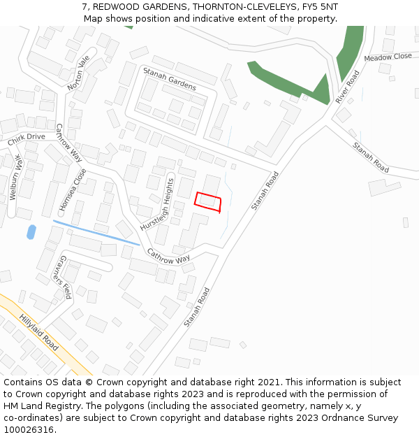 7, REDWOOD GARDENS, THORNTON-CLEVELEYS, FY5 5NT: Location map and indicative extent of plot