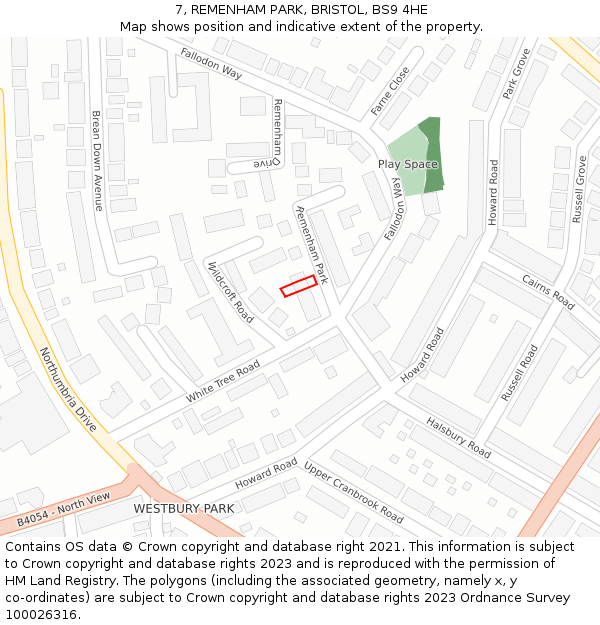 7, REMENHAM PARK, BRISTOL, BS9 4HE: Location map and indicative extent of plot