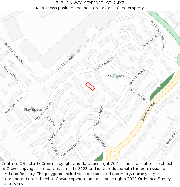 7, RHEIN WAY, STAFFORD, ST17 4XZ: Location map and indicative extent of plot