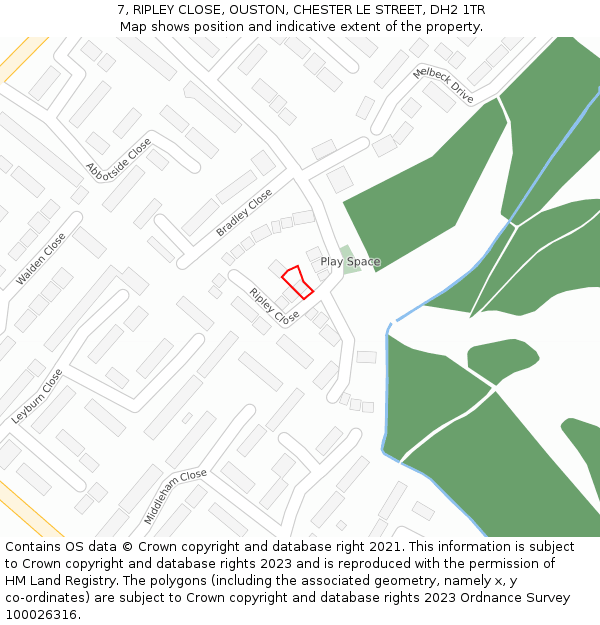 7, RIPLEY CLOSE, OUSTON, CHESTER LE STREET, DH2 1TR: Location map and indicative extent of plot