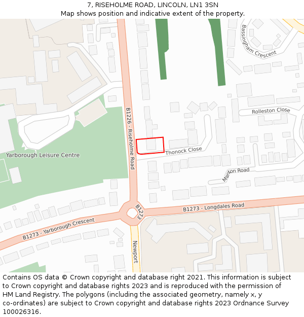 7, RISEHOLME ROAD, LINCOLN, LN1 3SN: Location map and indicative extent of plot