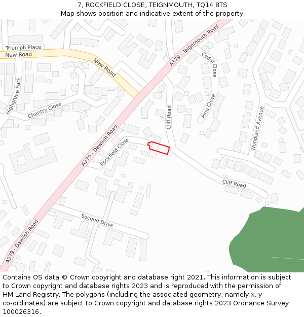 7, ROCKFIELD CLOSE, TEIGNMOUTH, TQ14 8TS: Location map and indicative extent of plot