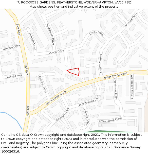 7, ROCKROSE GARDENS, FEATHERSTONE, WOLVERHAMPTON, WV10 7SZ: Location map and indicative extent of plot