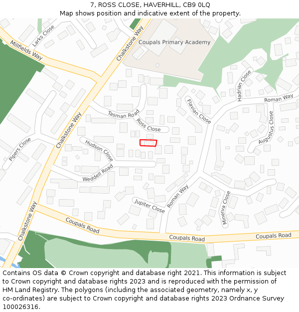 7, ROSS CLOSE, HAVERHILL, CB9 0LQ: Location map and indicative extent of plot