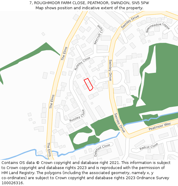 7, ROUGHMOOR FARM CLOSE, PEATMOOR, SWINDON, SN5 5PW: Location map and indicative extent of plot