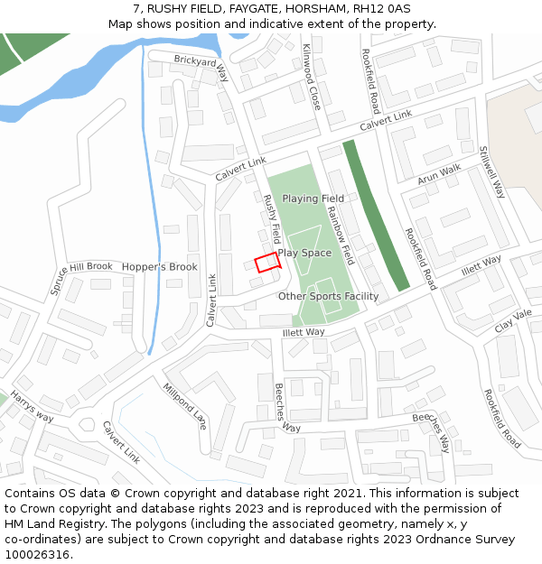 7, RUSHY FIELD, FAYGATE, HORSHAM, RH12 0AS: Location map and indicative extent of plot