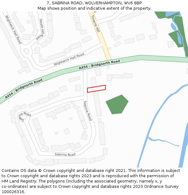 7, SABRINA ROAD, WOLVERHAMPTON, WV6 8BP: Location map and indicative extent of plot