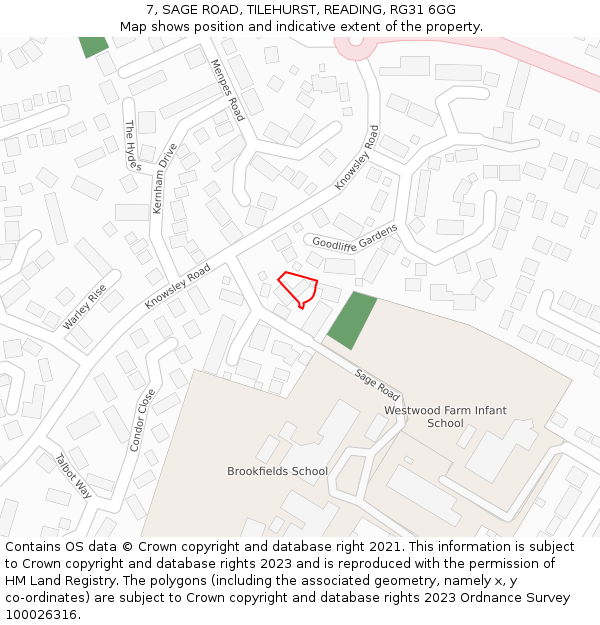 7, SAGE ROAD, TILEHURST, READING, RG31 6GG: Location map and indicative extent of plot