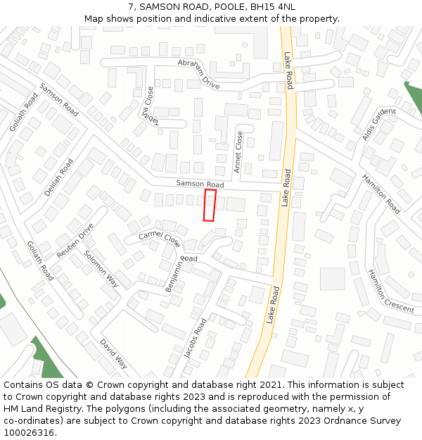 7, SAMSON ROAD, POOLE, BH15 4NL: Location map and indicative extent of plot