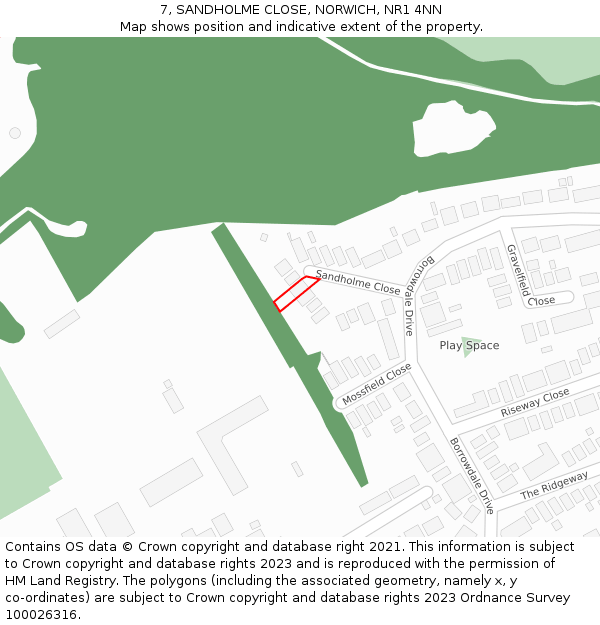 7, SANDHOLME CLOSE, NORWICH, NR1 4NN: Location map and indicative extent of plot