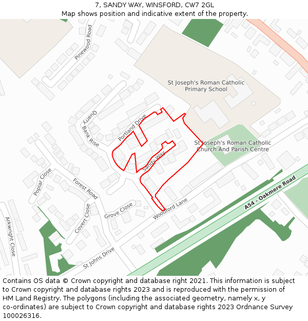 7, SANDY WAY, WINSFORD, CW7 2GL: Location map and indicative extent of plot