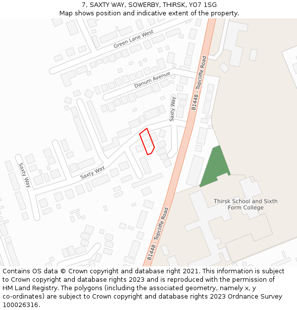 7, SAXTY WAY, SOWERBY, THIRSK, YO7 1SG: Location map and indicative extent of plot