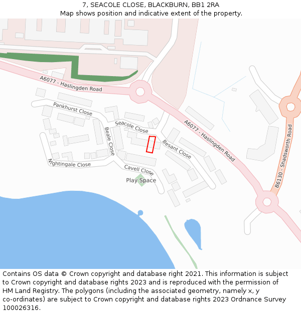 7, SEACOLE CLOSE, BLACKBURN, BB1 2RA: Location map and indicative extent of plot