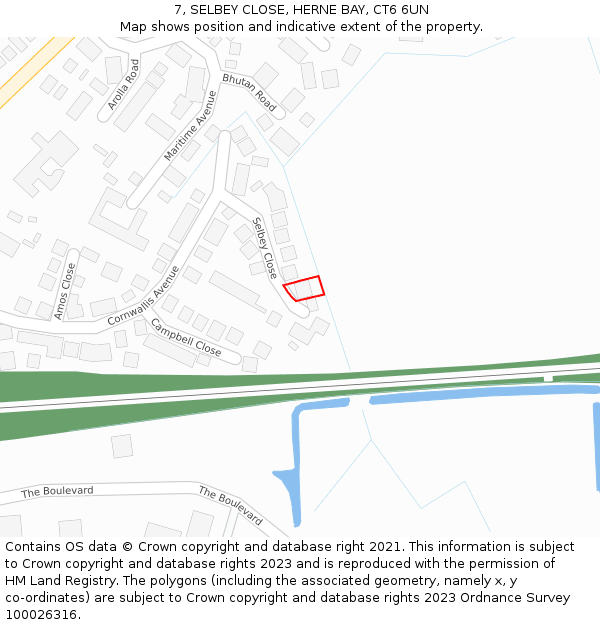 7, SELBEY CLOSE, HERNE BAY, CT6 6UN: Location map and indicative extent of plot