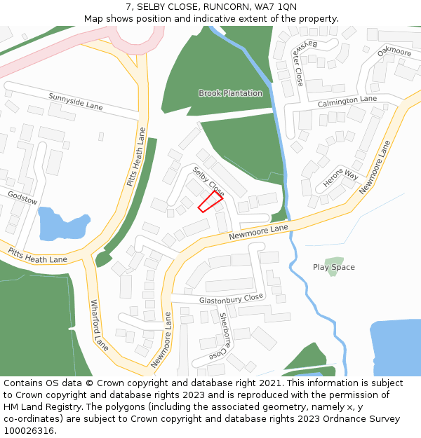7, SELBY CLOSE, RUNCORN, WA7 1QN: Location map and indicative extent of plot