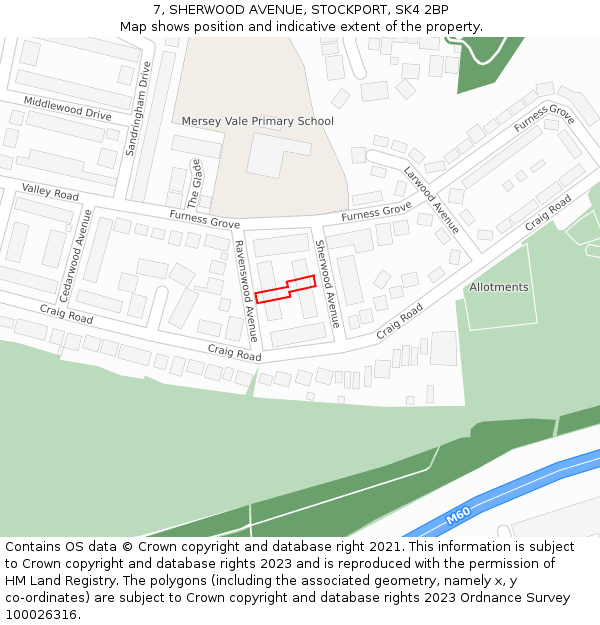 7, SHERWOOD AVENUE, STOCKPORT, SK4 2BP: Location map and indicative extent of plot
