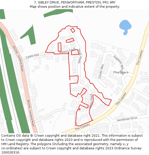 7, SIBLEY DRIVE, PENWORTHAM, PRESTON, PR1 9RY: Location map and indicative extent of plot