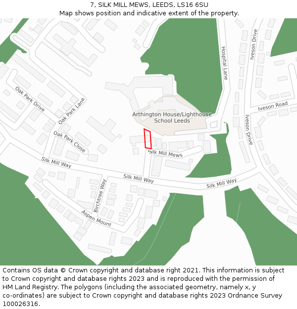 7, SILK MILL MEWS, LEEDS, LS16 6SU: Location map and indicative extent of plot