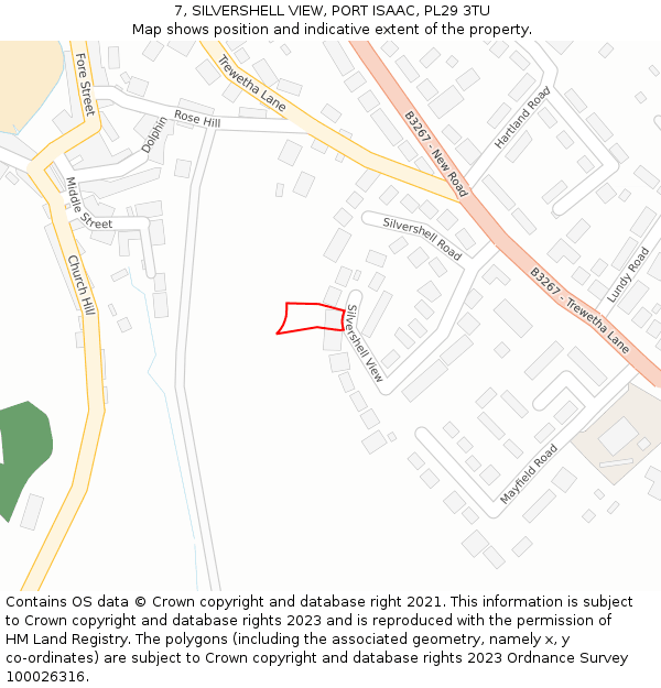 7, SILVERSHELL VIEW, PORT ISAAC, PL29 3TU: Location map and indicative extent of plot