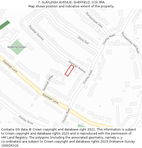 7, SLAYLEIGH AVENUE, SHEFFIELD, S10 3RA: Location map and indicative extent of plot