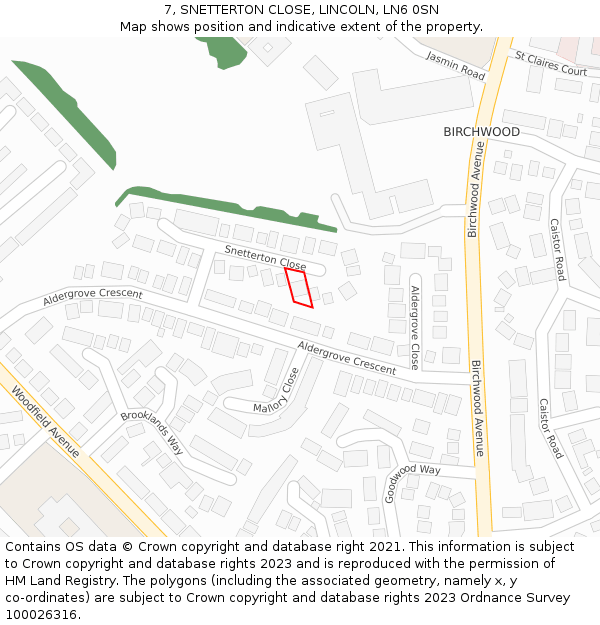 7, SNETTERTON CLOSE, LINCOLN, LN6 0SN: Location map and indicative extent of plot