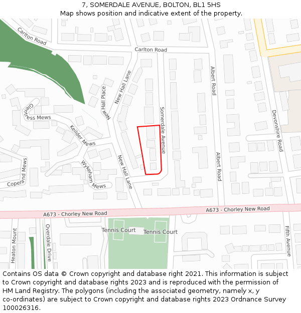 7, SOMERDALE AVENUE, BOLTON, BL1 5HS: Location map and indicative extent of plot