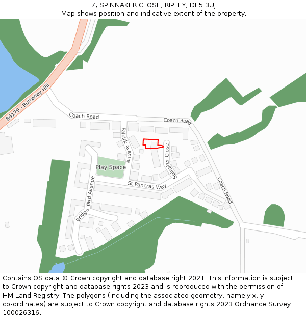 7, SPINNAKER CLOSE, RIPLEY, DE5 3UJ: Location map and indicative extent of plot