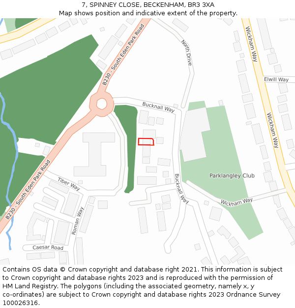 7, SPINNEY CLOSE, BECKENHAM, BR3 3XA: Location map and indicative extent of plot