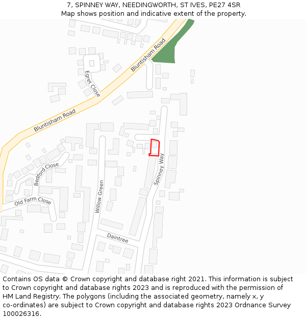 7, SPINNEY WAY, NEEDINGWORTH, ST IVES, PE27 4SR: Location map and indicative extent of plot