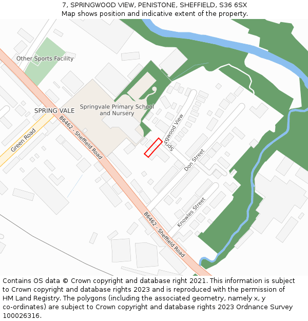 7, SPRINGWOOD VIEW, PENISTONE, SHEFFIELD, S36 6SX: Location map and indicative extent of plot
