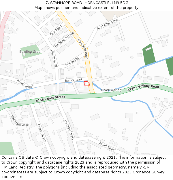 7, STANHOPE ROAD, HORNCASTLE, LN9 5DG: Location map and indicative extent of plot