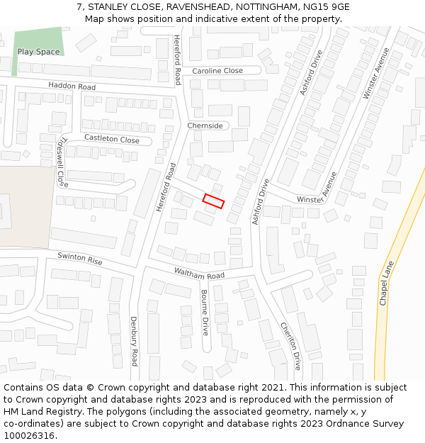 7, STANLEY CLOSE, RAVENSHEAD, NOTTINGHAM, NG15 9GE: Location map and indicative extent of plot
