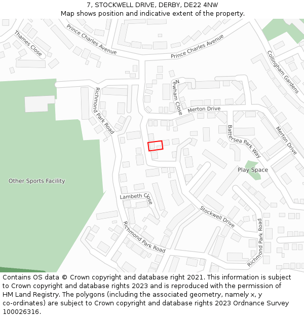 7, STOCKWELL DRIVE, DERBY, DE22 4NW: Location map and indicative extent of plot