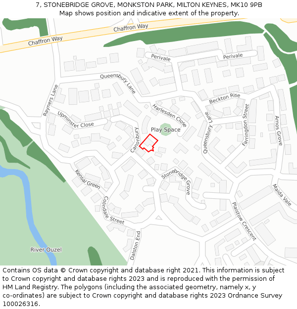 7, STONEBRIDGE GROVE, MONKSTON PARK, MILTON KEYNES, MK10 9PB: Location map and indicative extent of plot