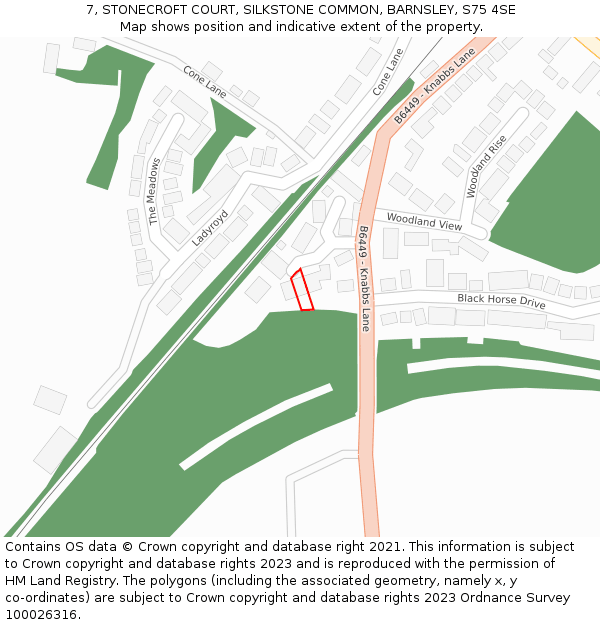 7, STONECROFT COURT, SILKSTONE COMMON, BARNSLEY, S75 4SE: Location map and indicative extent of plot