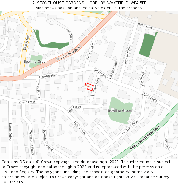 7, STONEHOUSE GARDENS, HORBURY, WAKEFIELD, WF4 5FE: Location map and indicative extent of plot