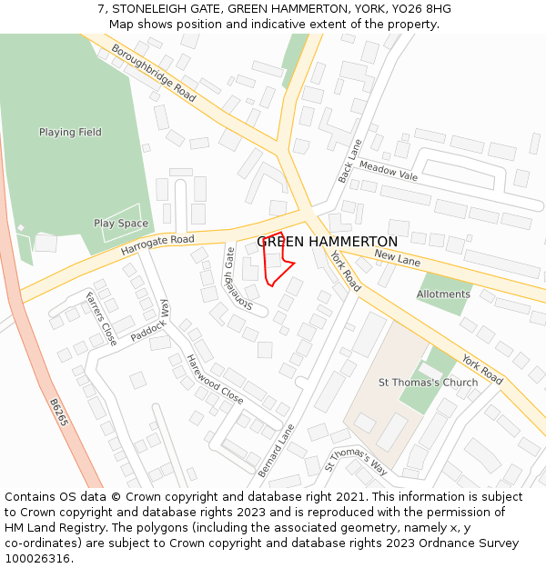 7, STONELEIGH GATE, GREEN HAMMERTON, YORK, YO26 8HG: Location map and indicative extent of plot