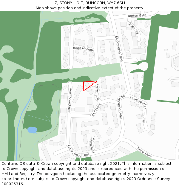 7, STONY HOLT, RUNCORN, WA7 6SH: Location map and indicative extent of plot