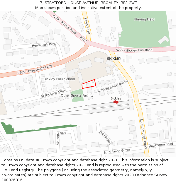7, STRATFORD HOUSE AVENUE, BROMLEY, BR1 2WE: Location map and indicative extent of plot